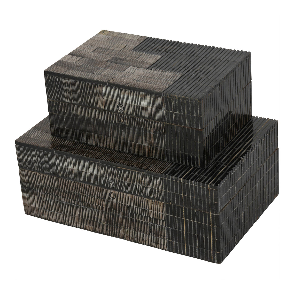 Horn Inlay Storage Box Large - Grey & Black