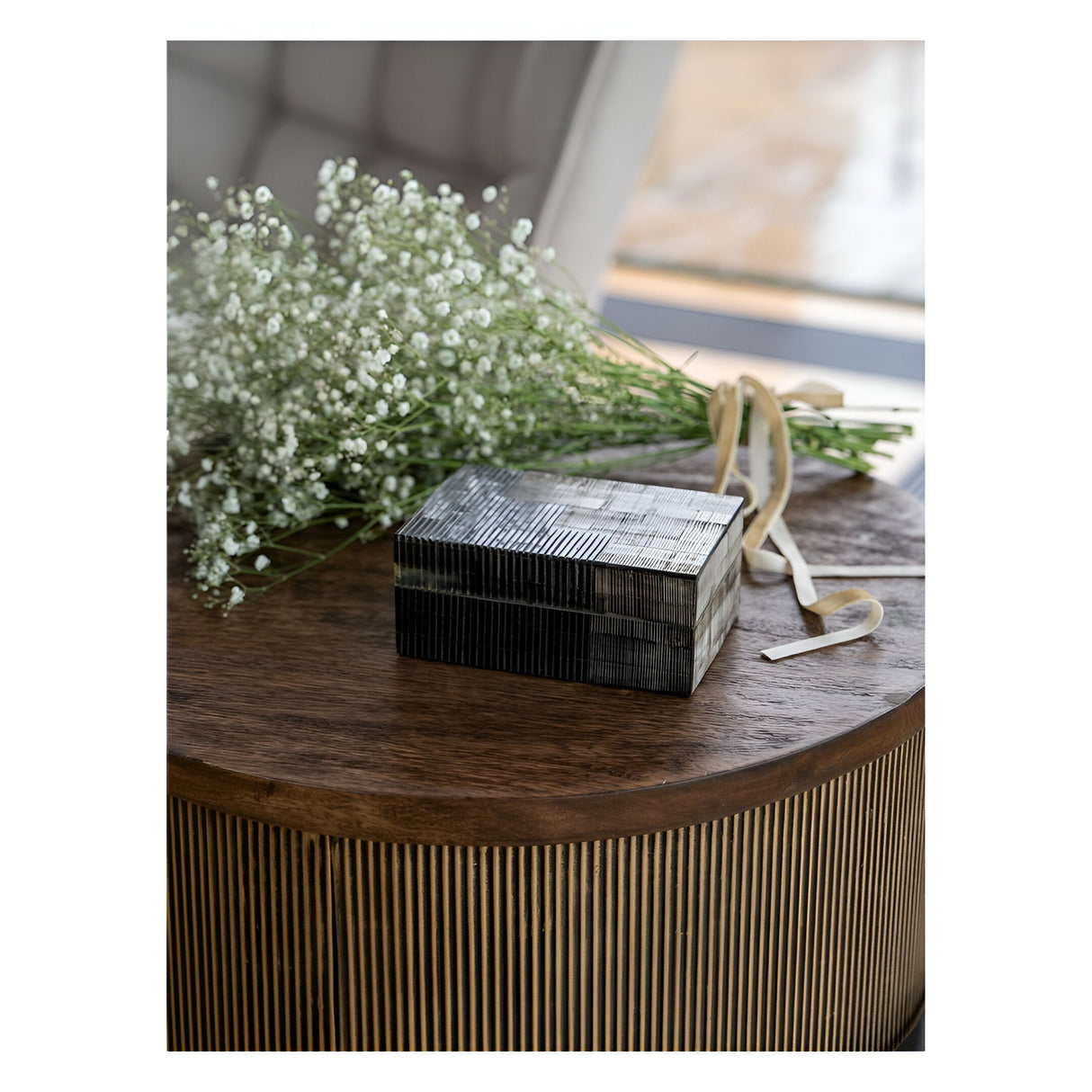 Horn Inlay Storage Box Small - Grey & Black