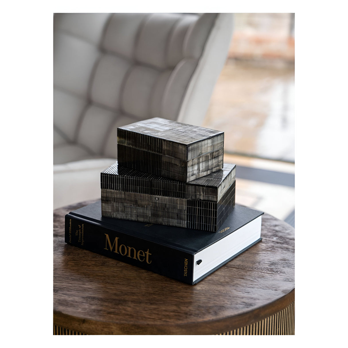 Horn Inlay Storage Box Small - Grey & Black