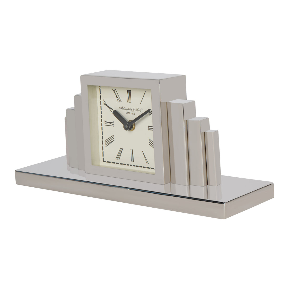 Plaza Nickel Mantel Clock - Silver