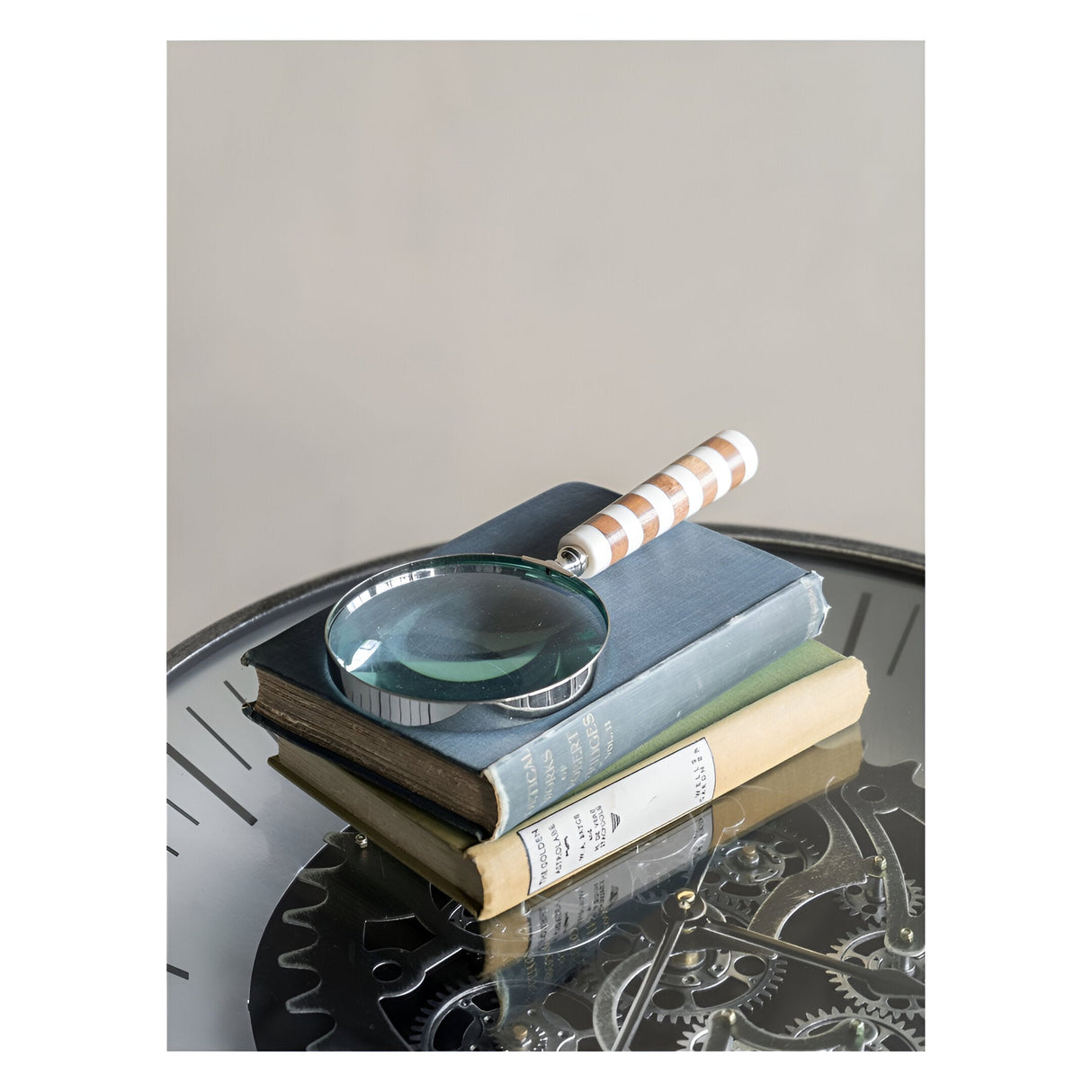 Stripe Magnifying Glass - White & Brass