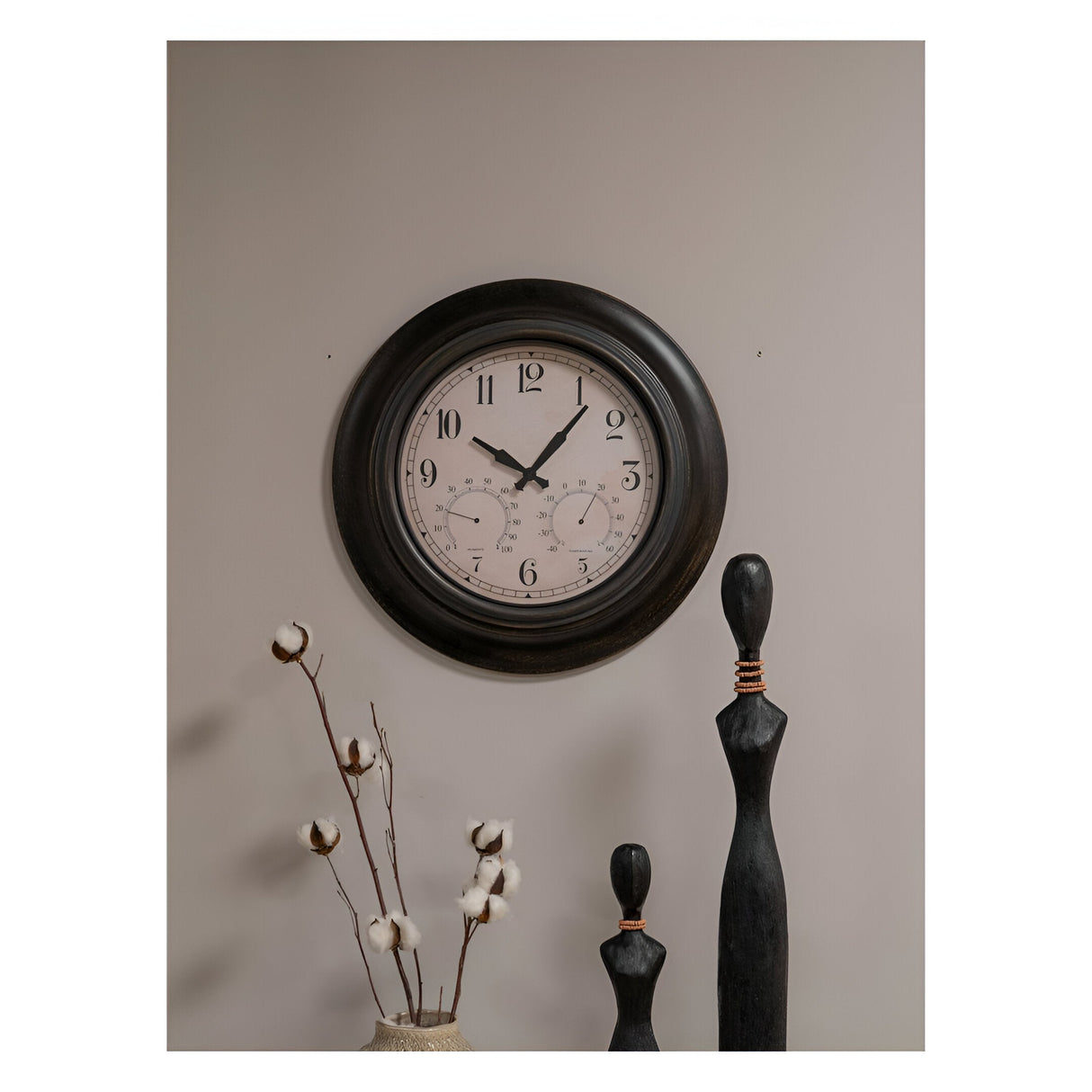 Outdoor Clock With Temperature & Humidity - Black