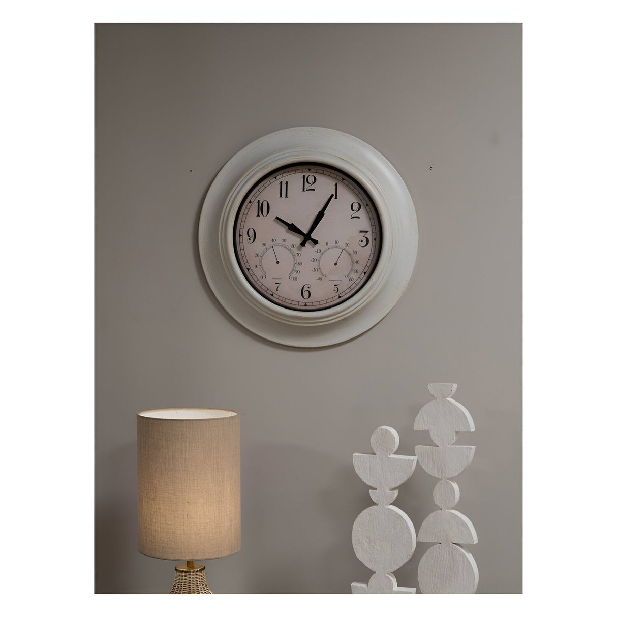Outdoor Clock With Temperature & Humidity - White