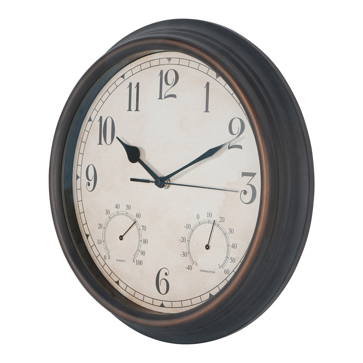 Outdoor Clock With Temperature & Humidity - Black & Brown