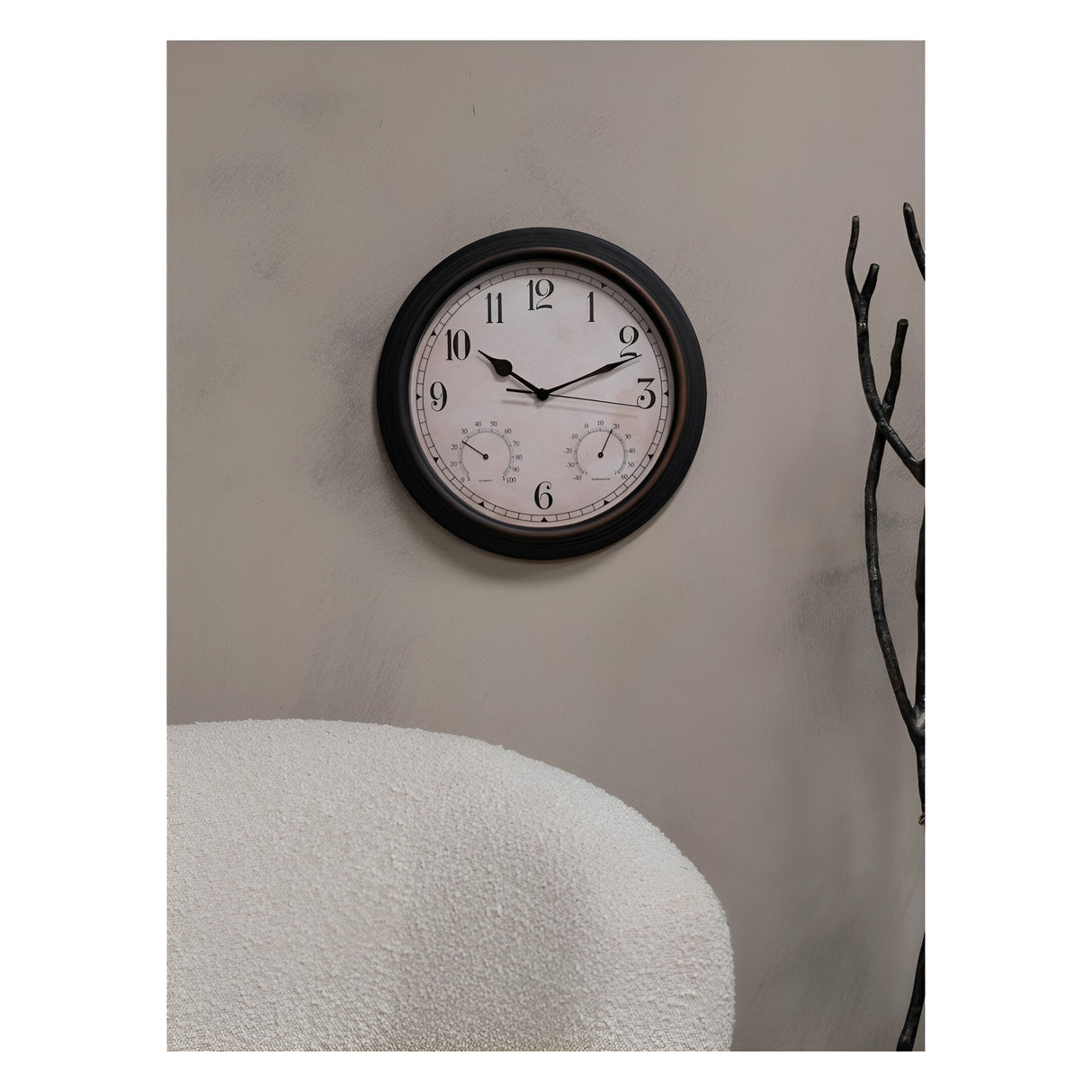 Outdoor Clock With Temperature & Humidity - Black & Brown