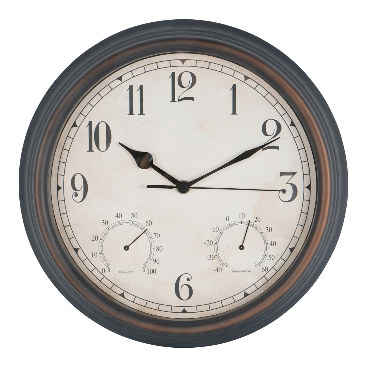 Outdoor Clock With Temperature & Humidity - Black & Brown