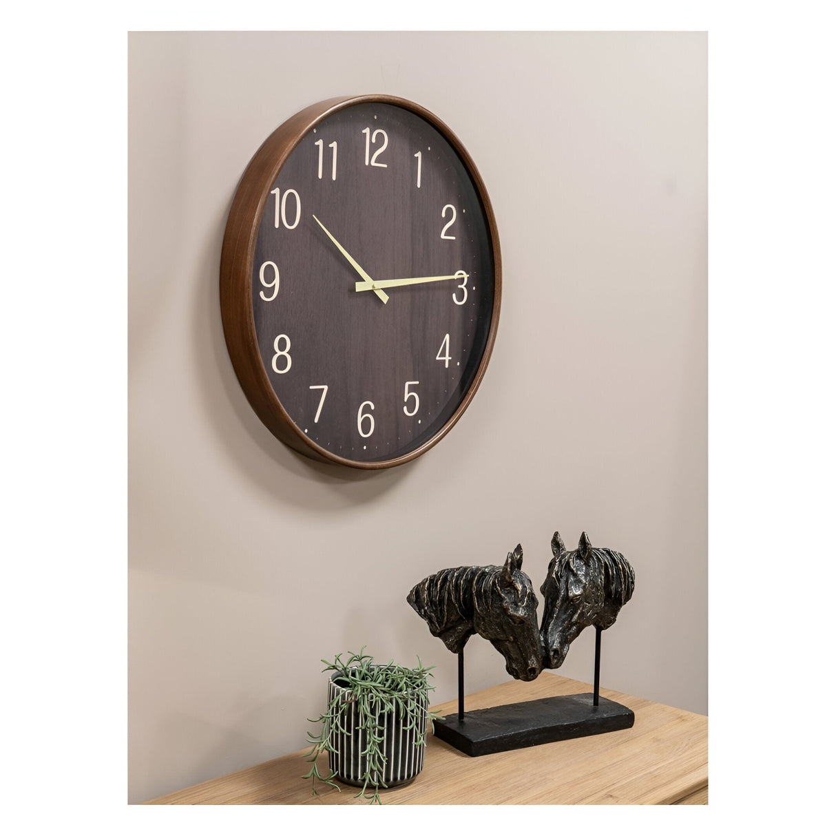 Grain Effect Wall Clock 53cm - Brown