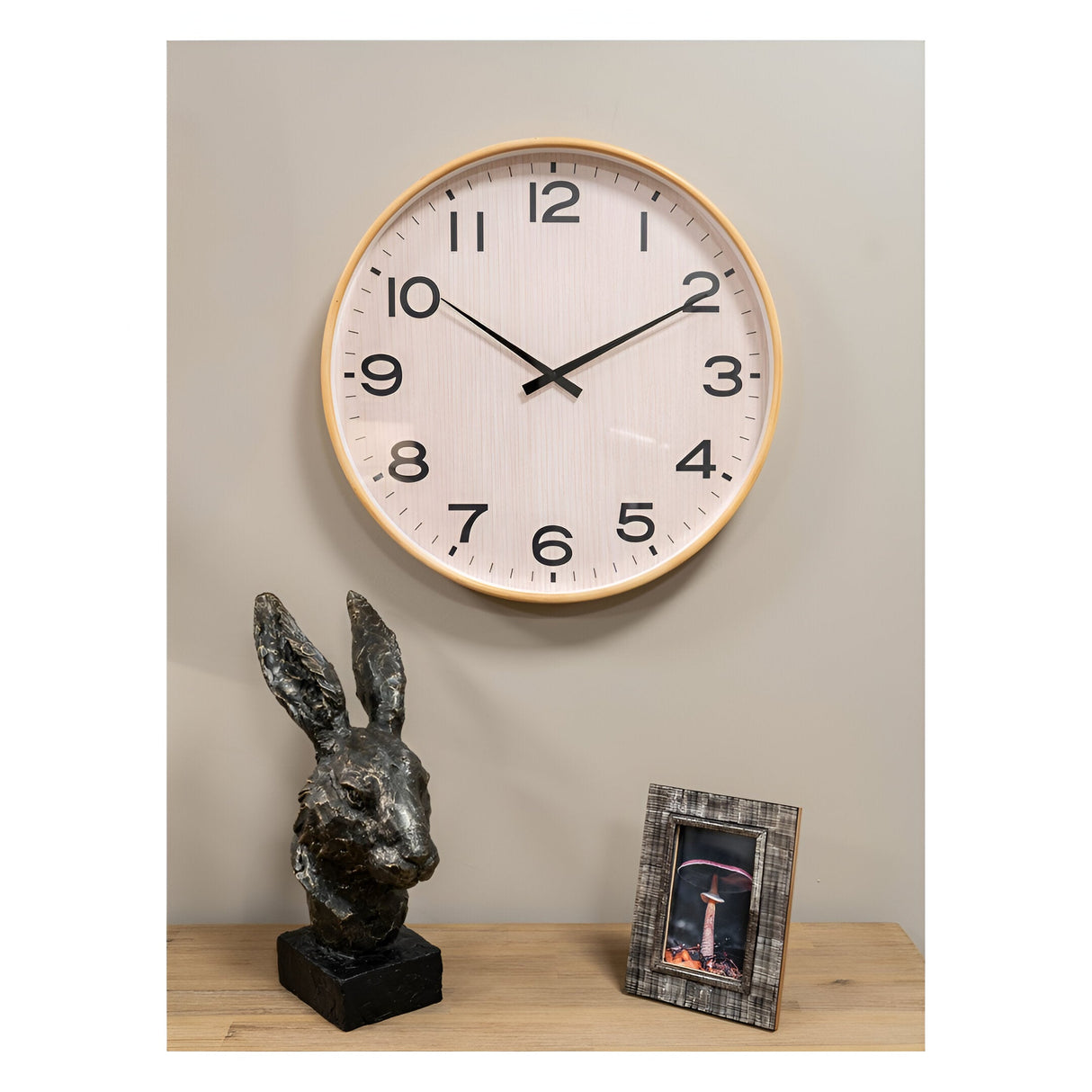 Grain Effect Wall Clock 53cm - Light Natural