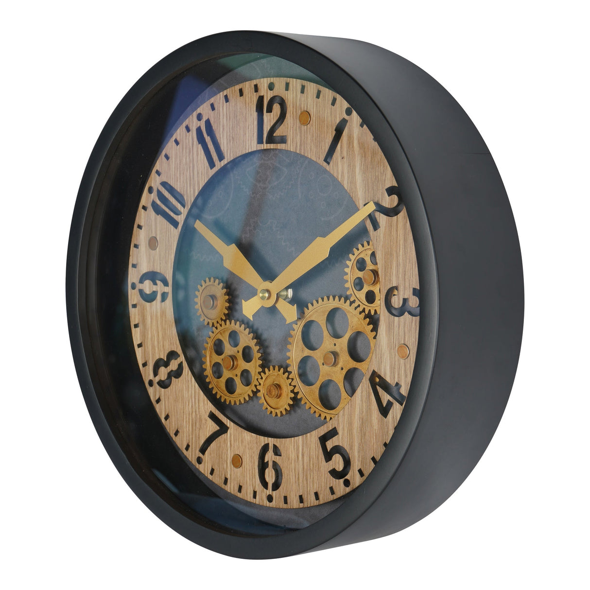 Palladium Mini Cogs Clock - Black & Gold