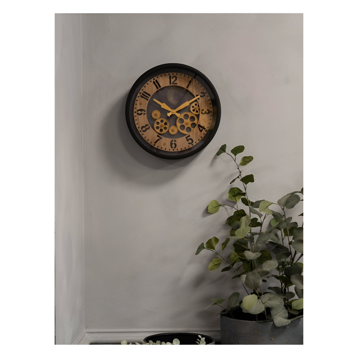 Palladium Mini Cogs Clock - Black & Gold