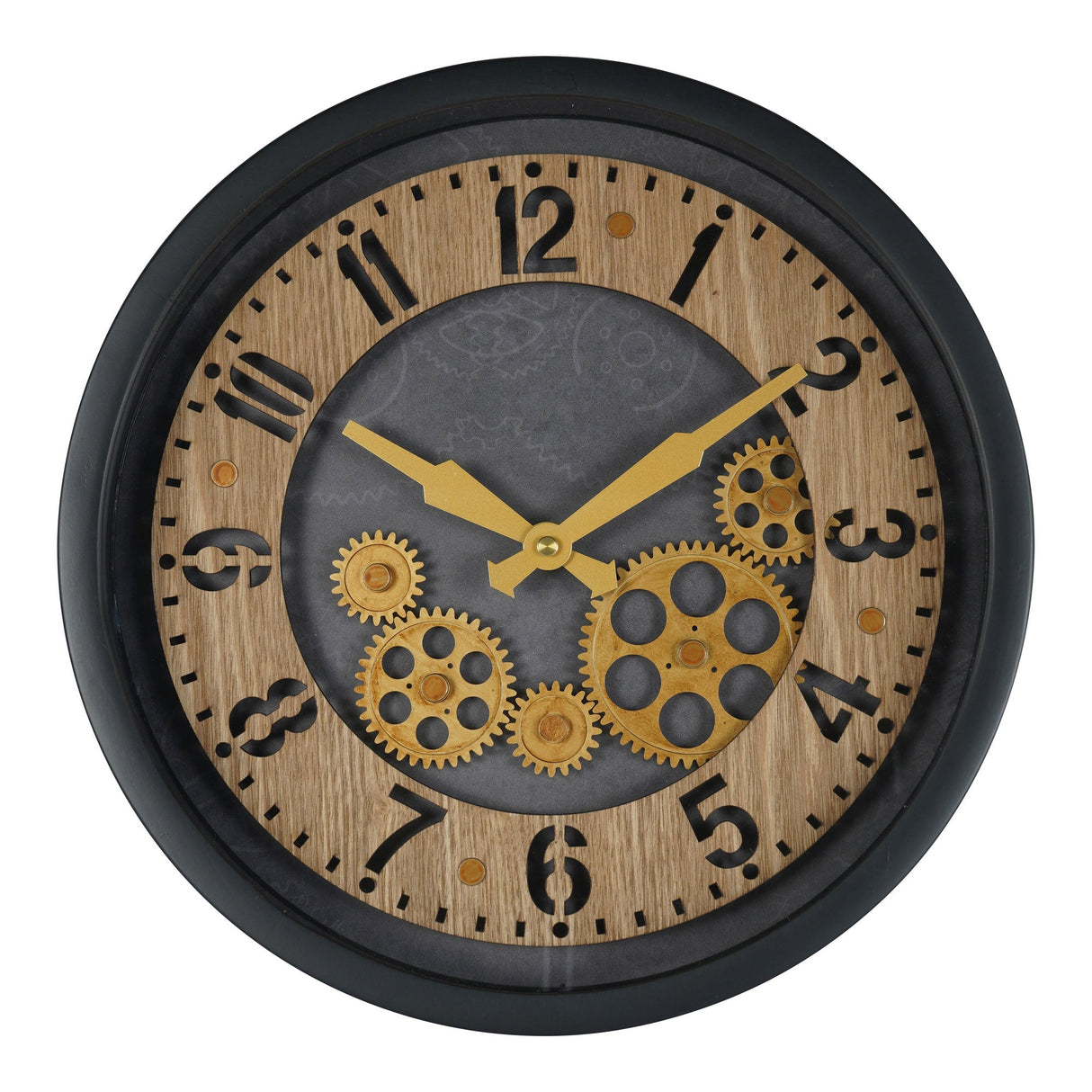 Palladium Mini Cogs Clock - Black & Gold