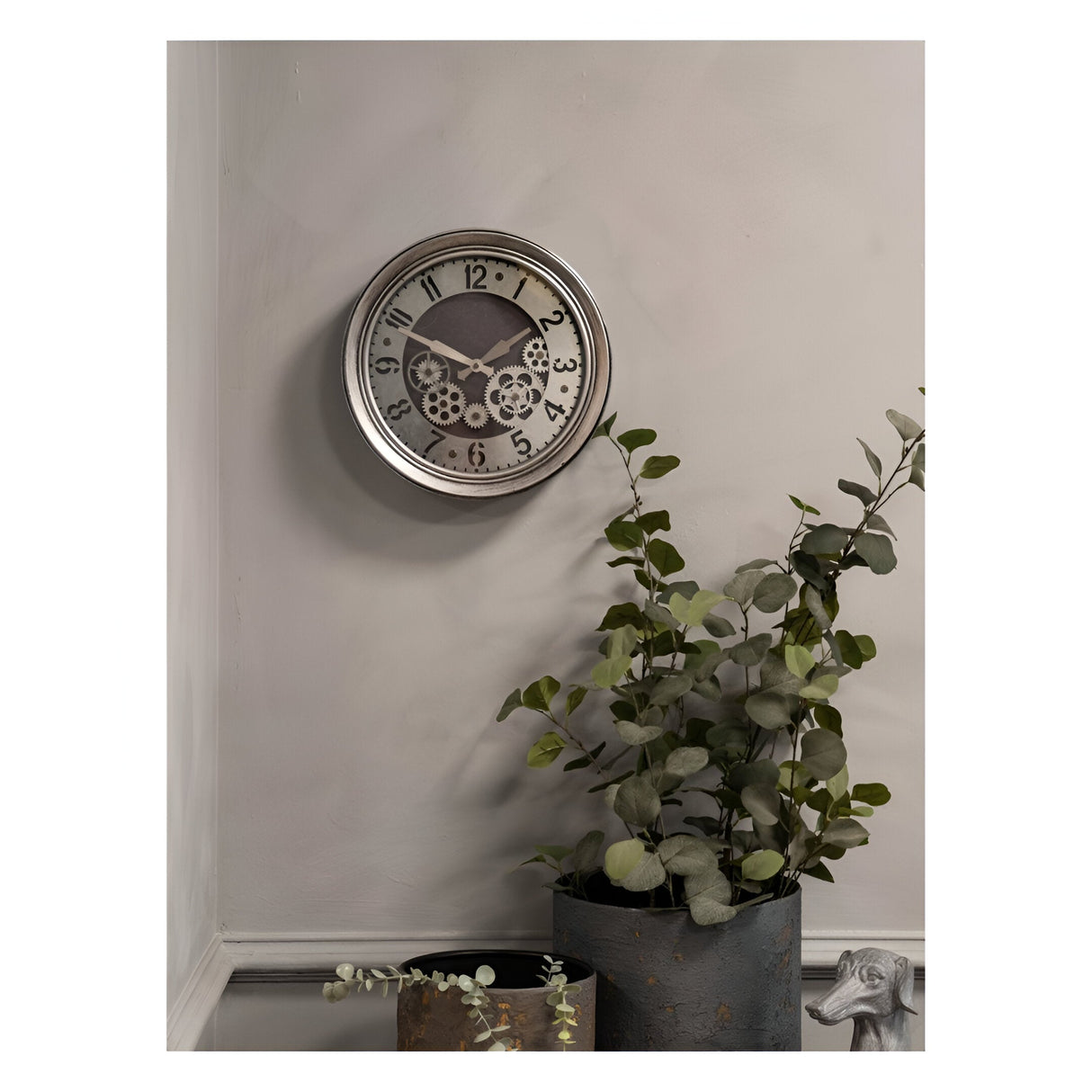 Palladium Mini Cogs Clock - Antique Silver