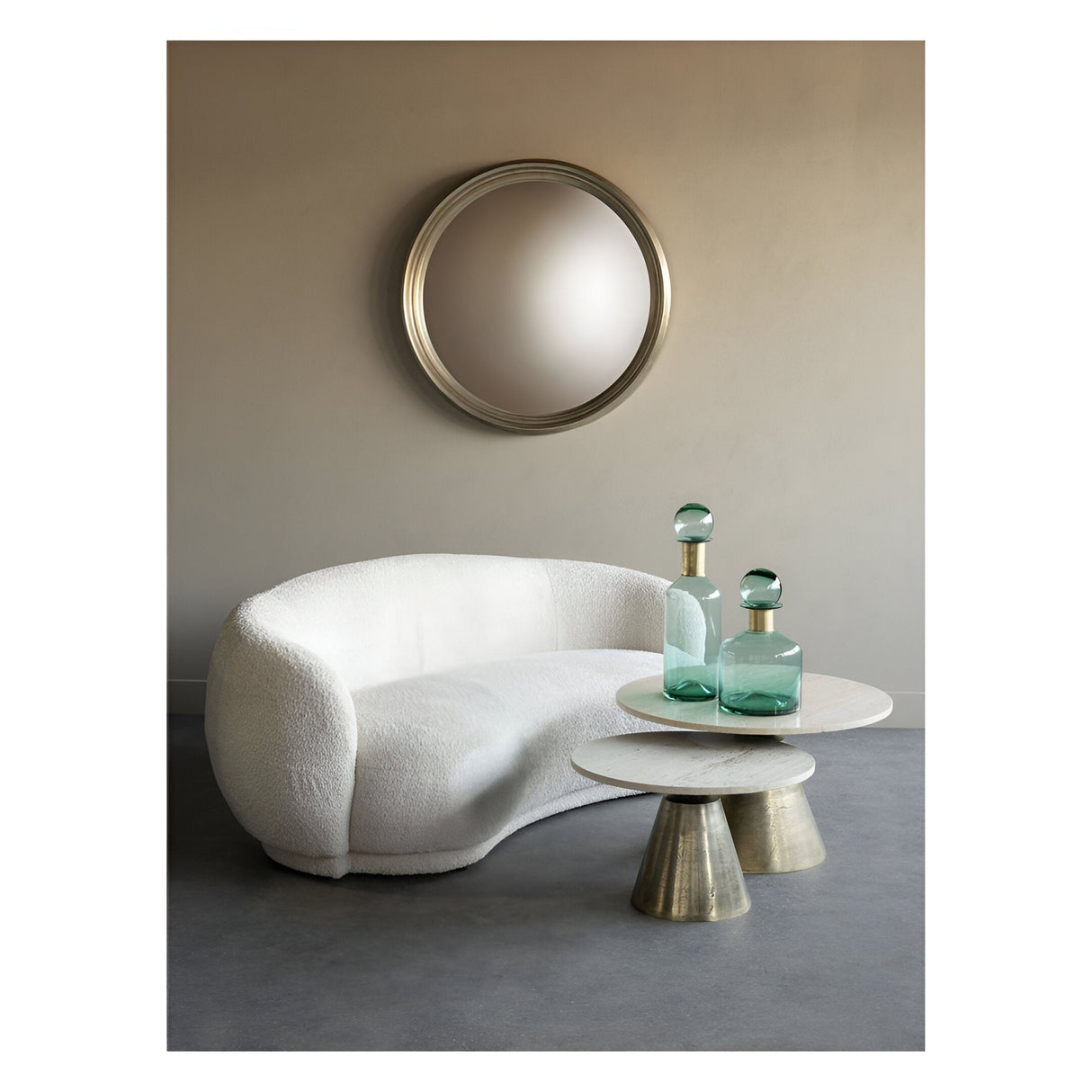 Waverley Curved 2 Seater Mini Sofa - Cream