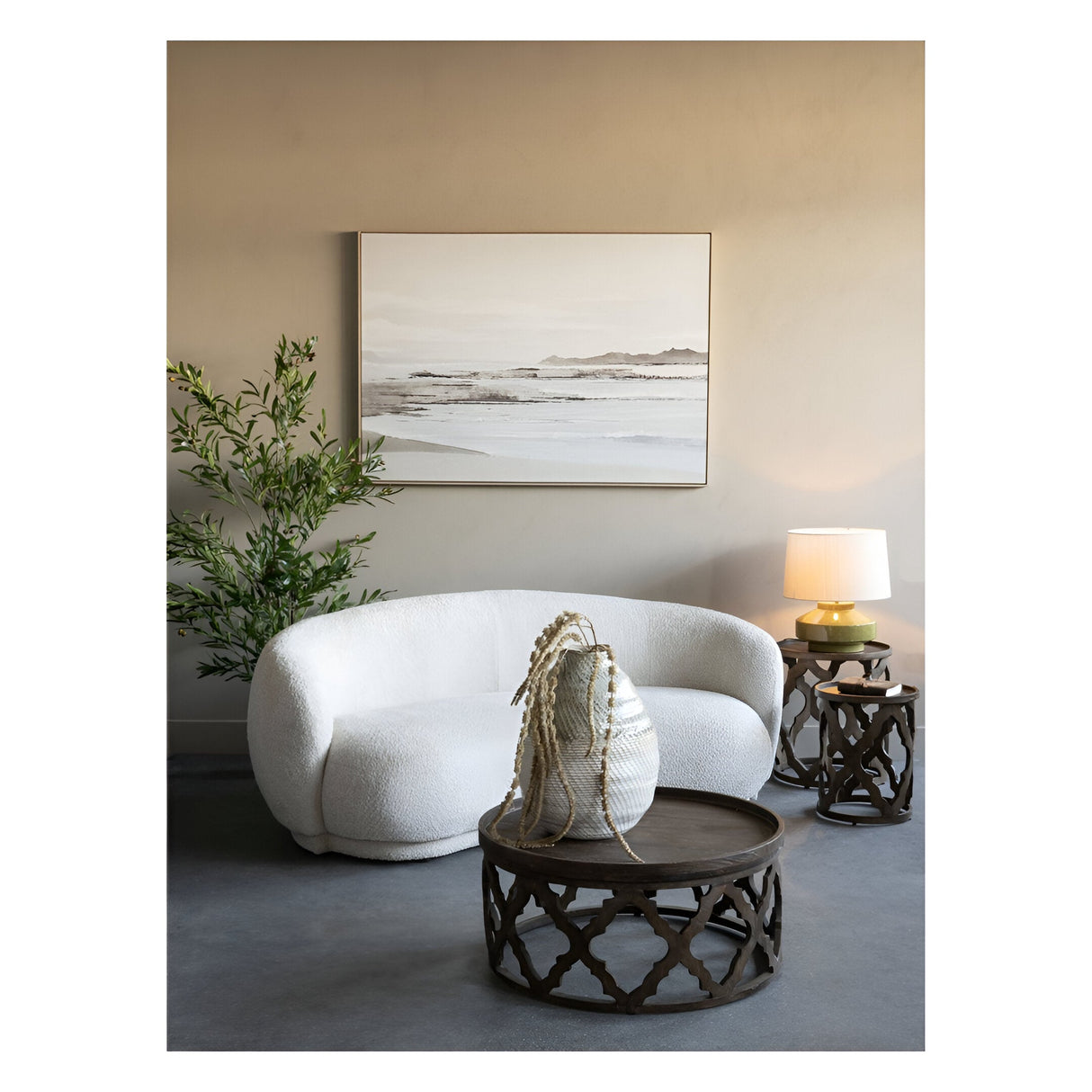 Waverley Curved 2 Seater Mini Sofa - Cream