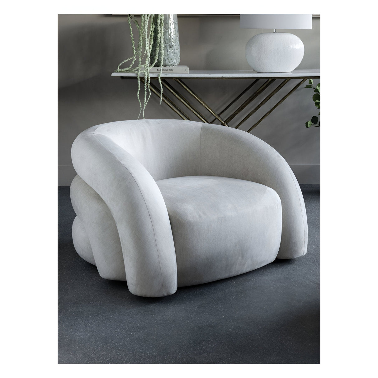 Casa Upholstered Curved Snug Chair - Cream