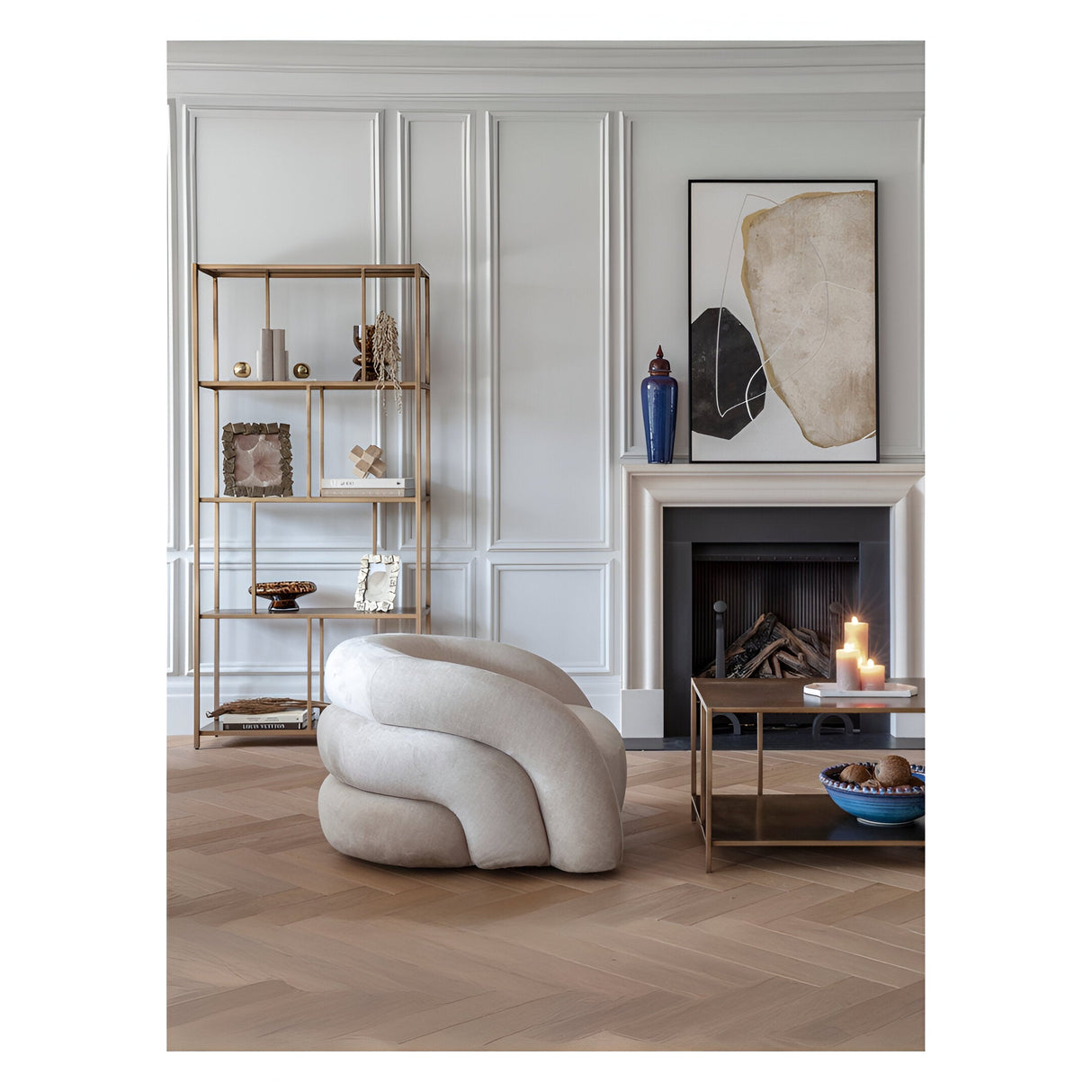 Casa Upholstered Curved Snug Chair - Cream