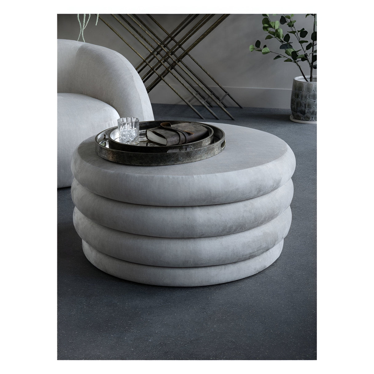 Casa Upholstered Storage Ottoman - Cream