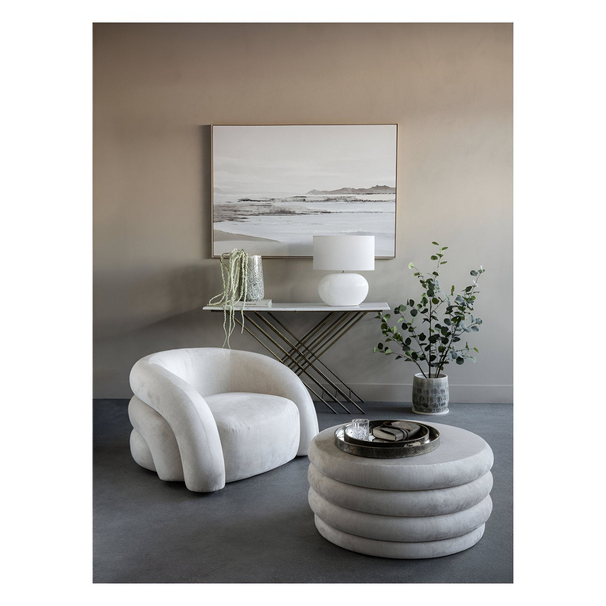 Casa Upholstered Storage Ottoman - Cream