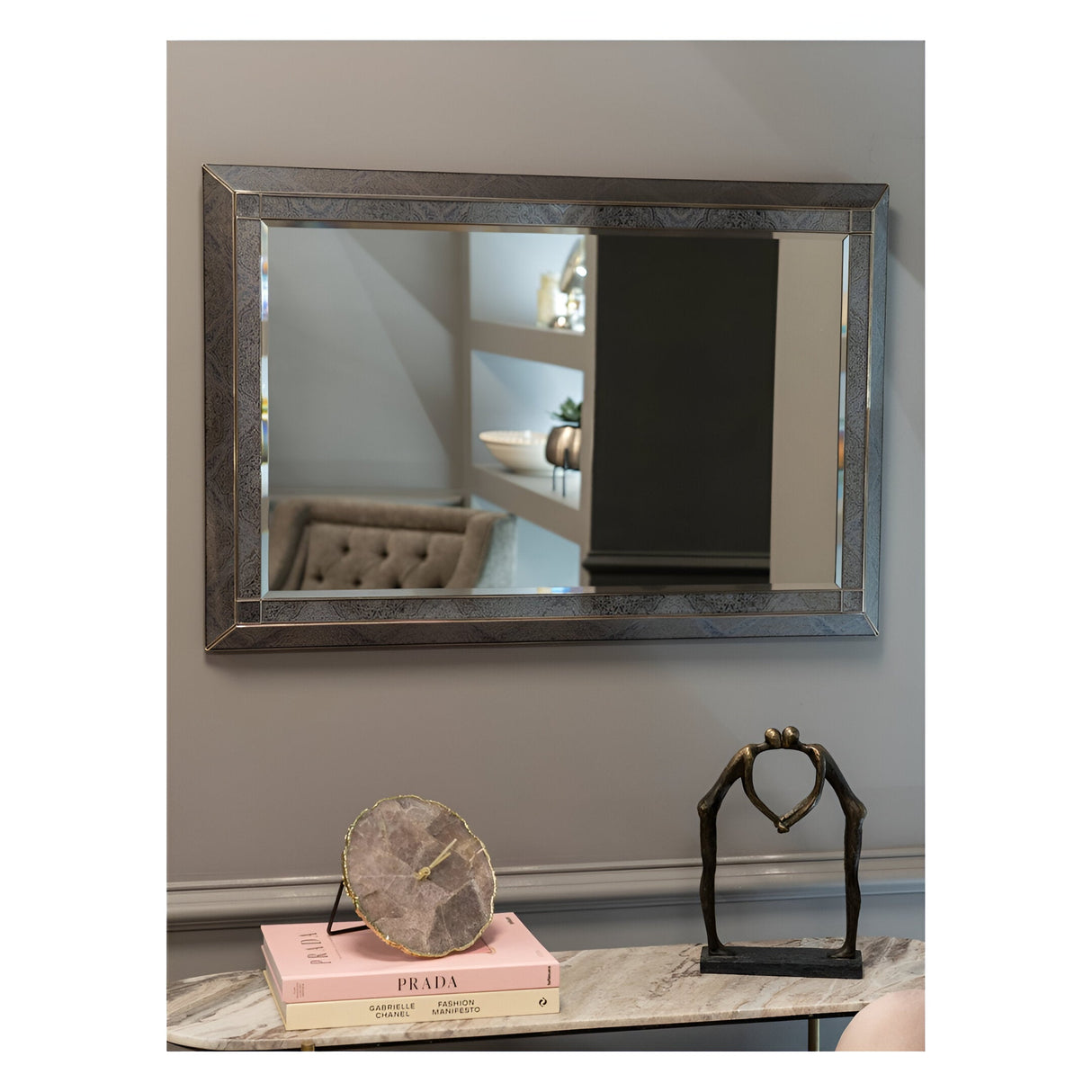 Mandala Pattern Smoked Wall Mirror - 60x90cm