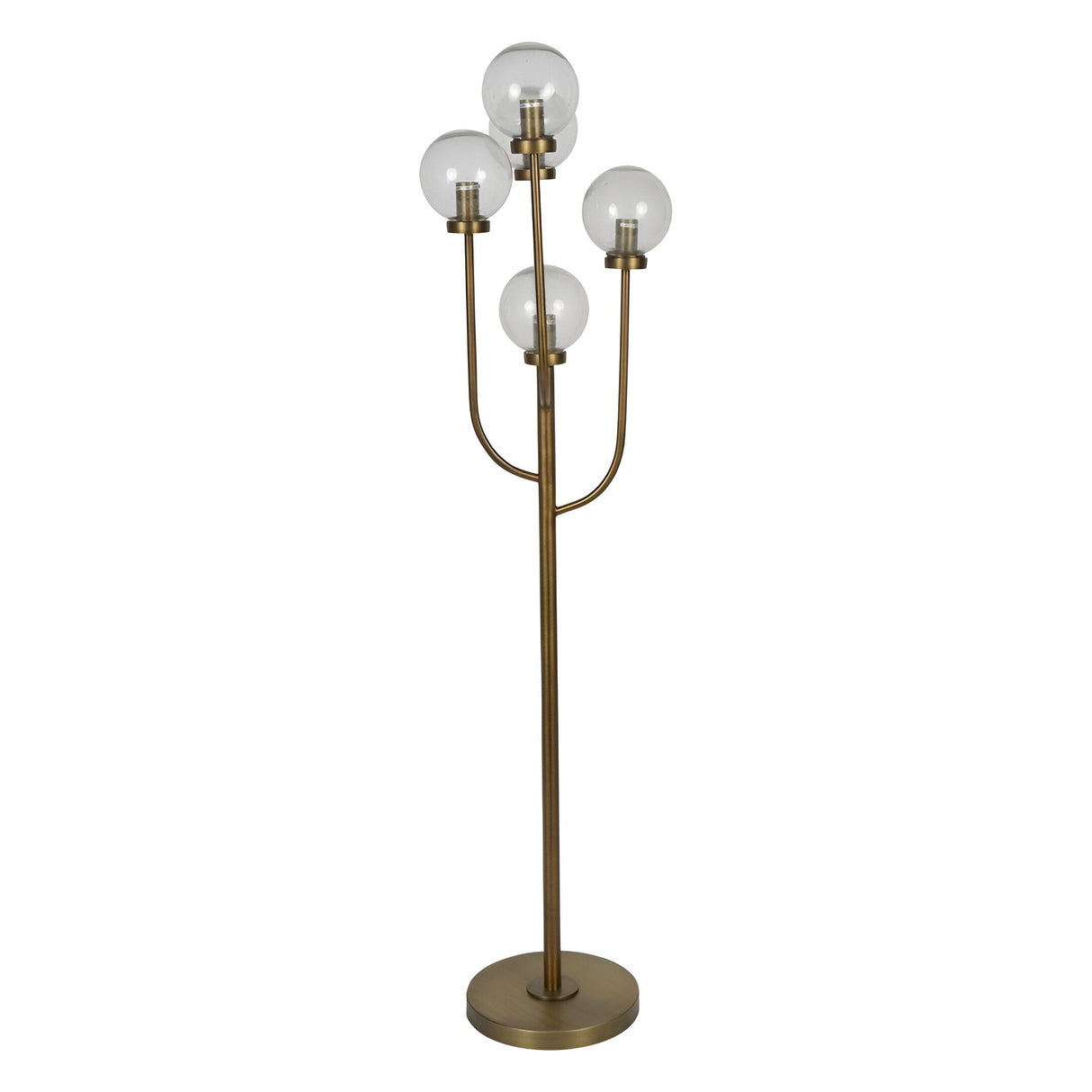 Wellesley 5 Light Globe Floor Lamp - Antique Brass