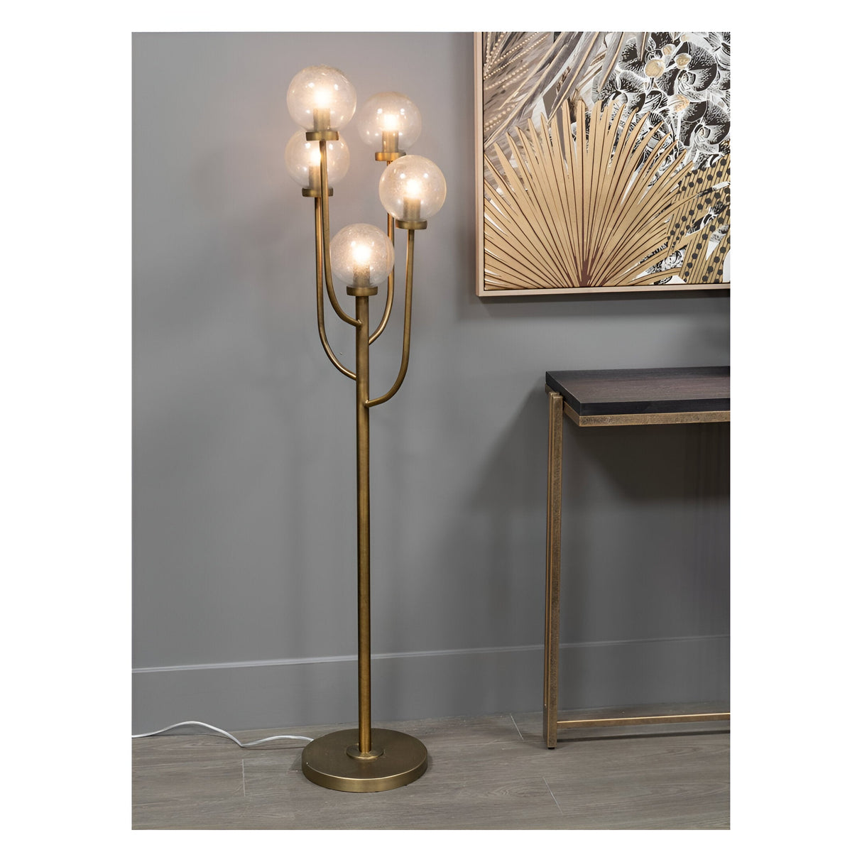 Wellesley 5 Light Globe Floor Lamp - Antique Brass