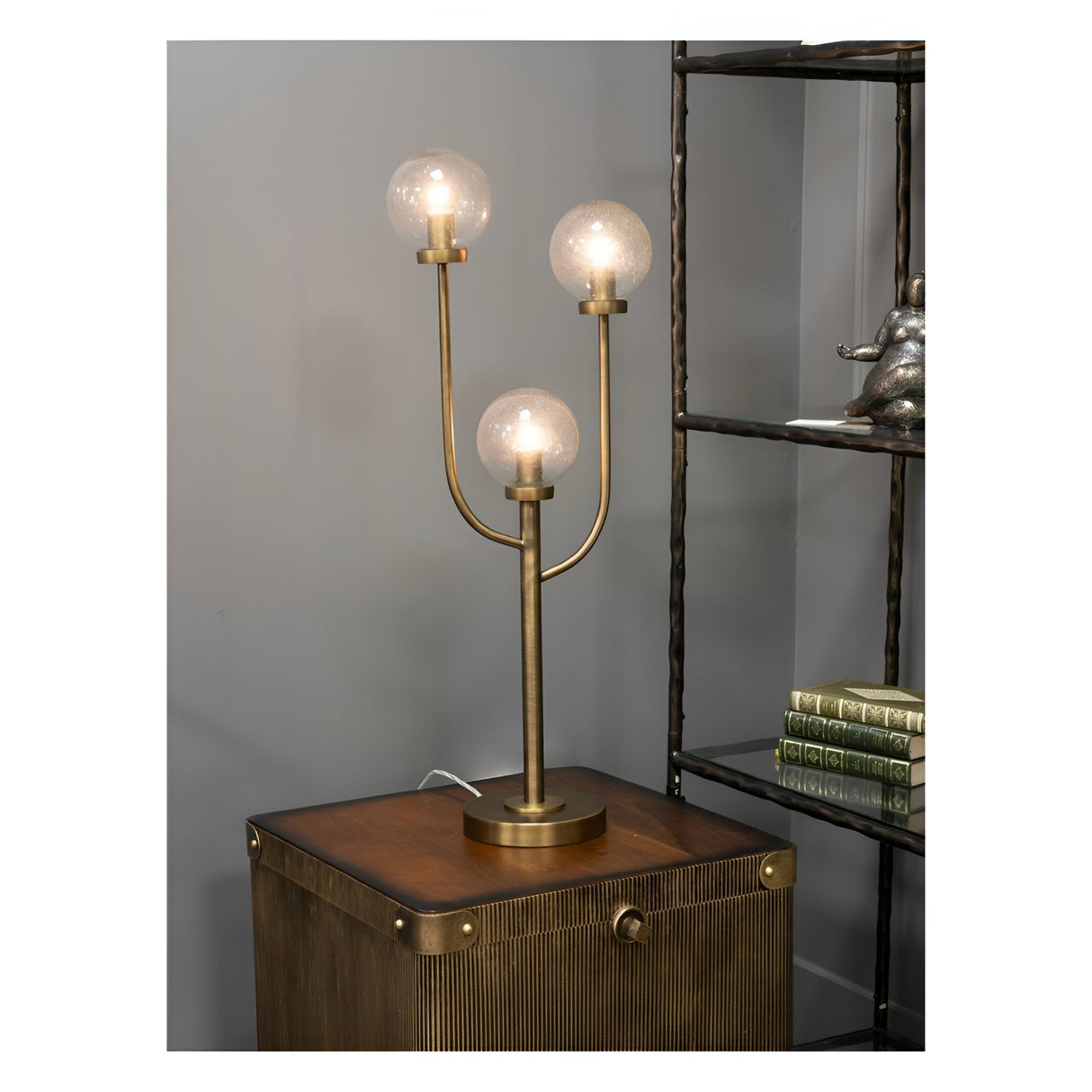 Wellesley 3 Light Globe Table Lamp - Antique Brass