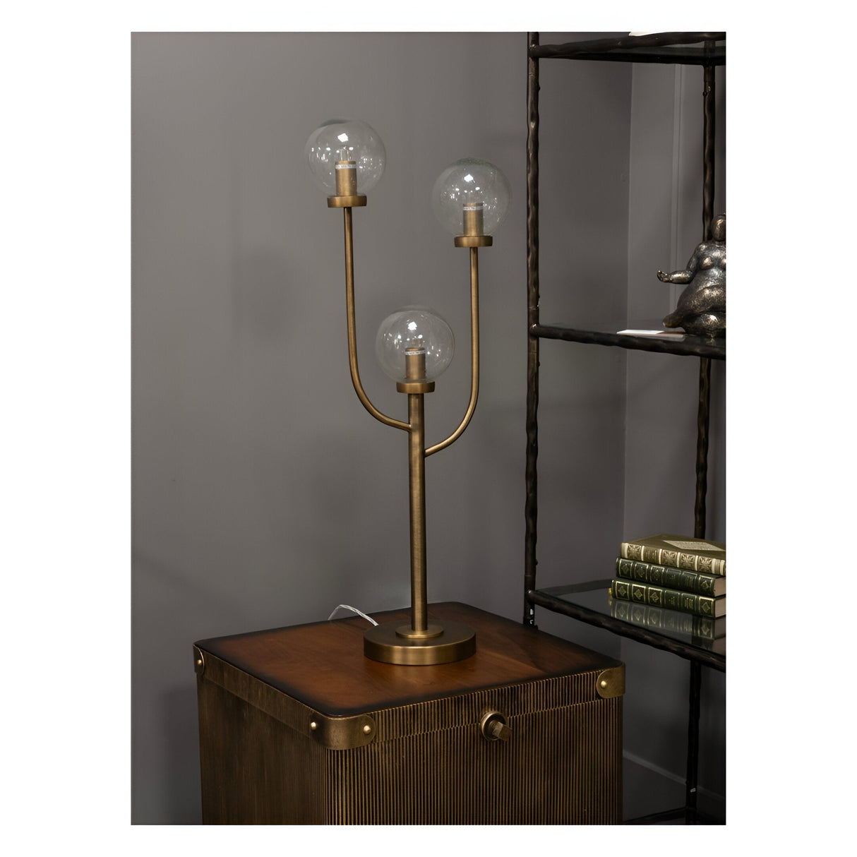 Wellesley 3 Light Globe Table Lamp - Antique Brass