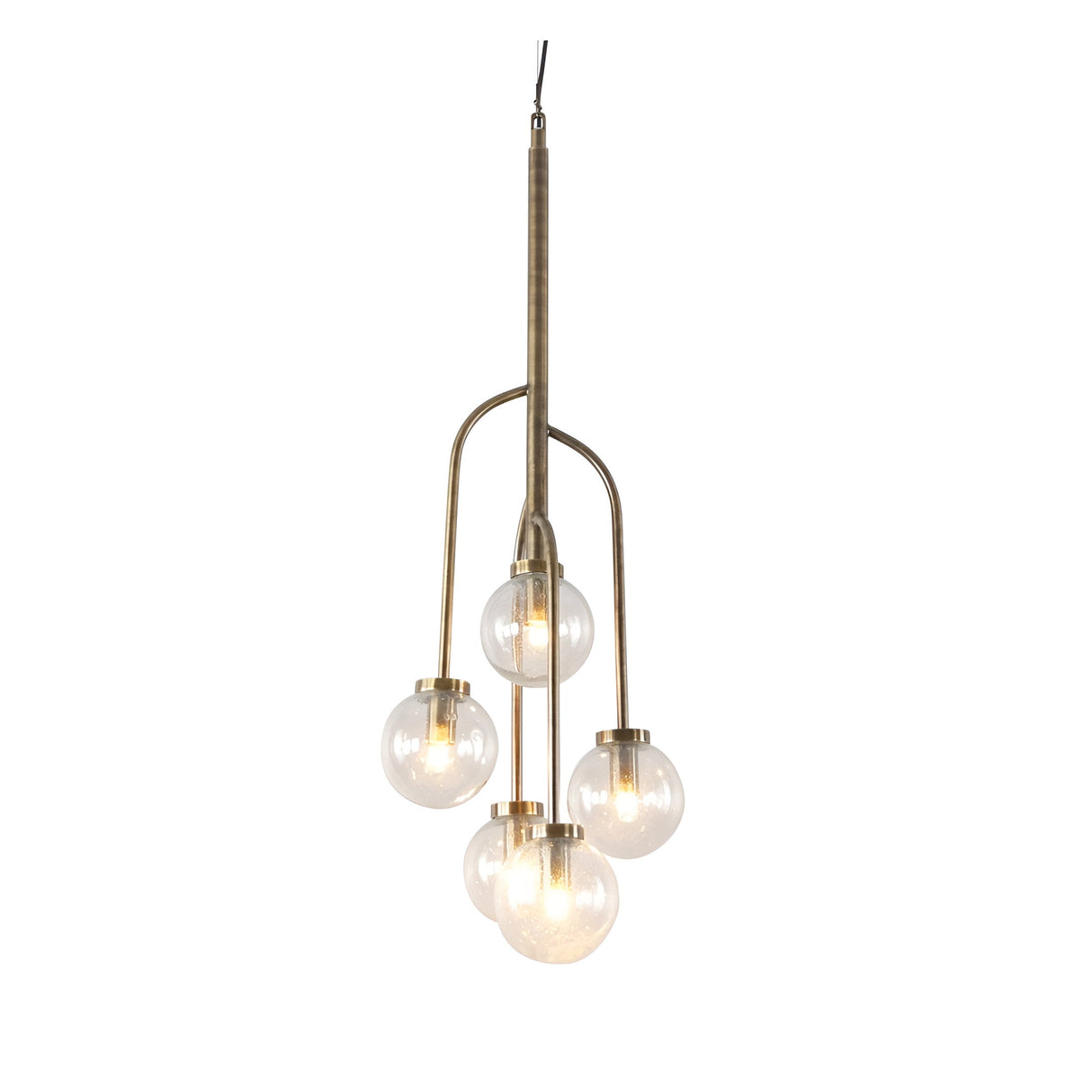 Wellesley 5 Light Globe Pendant - Antique Brass