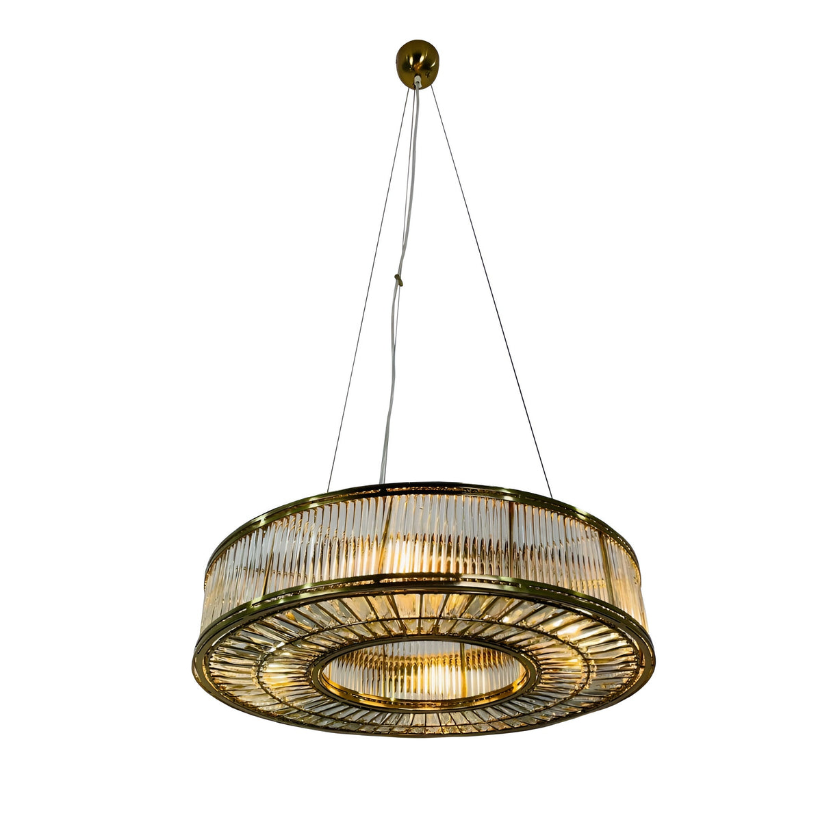 Beaumont 4 Light Glass Chandelier - Antique Brass