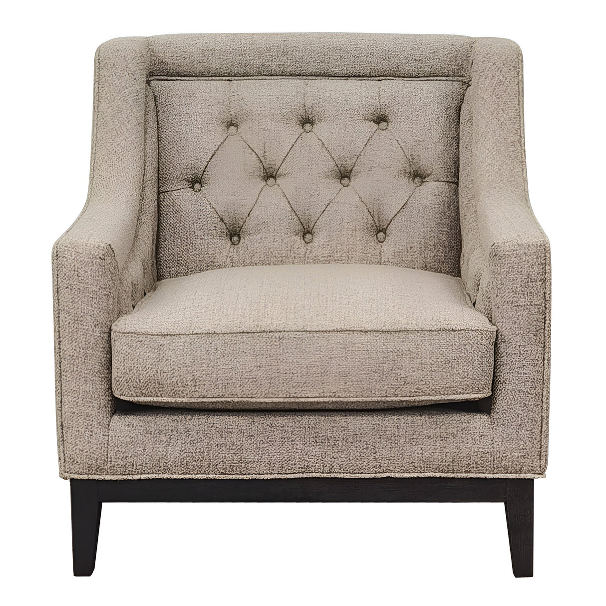 Theodore Buttoned Armchair - Dark Taupe
