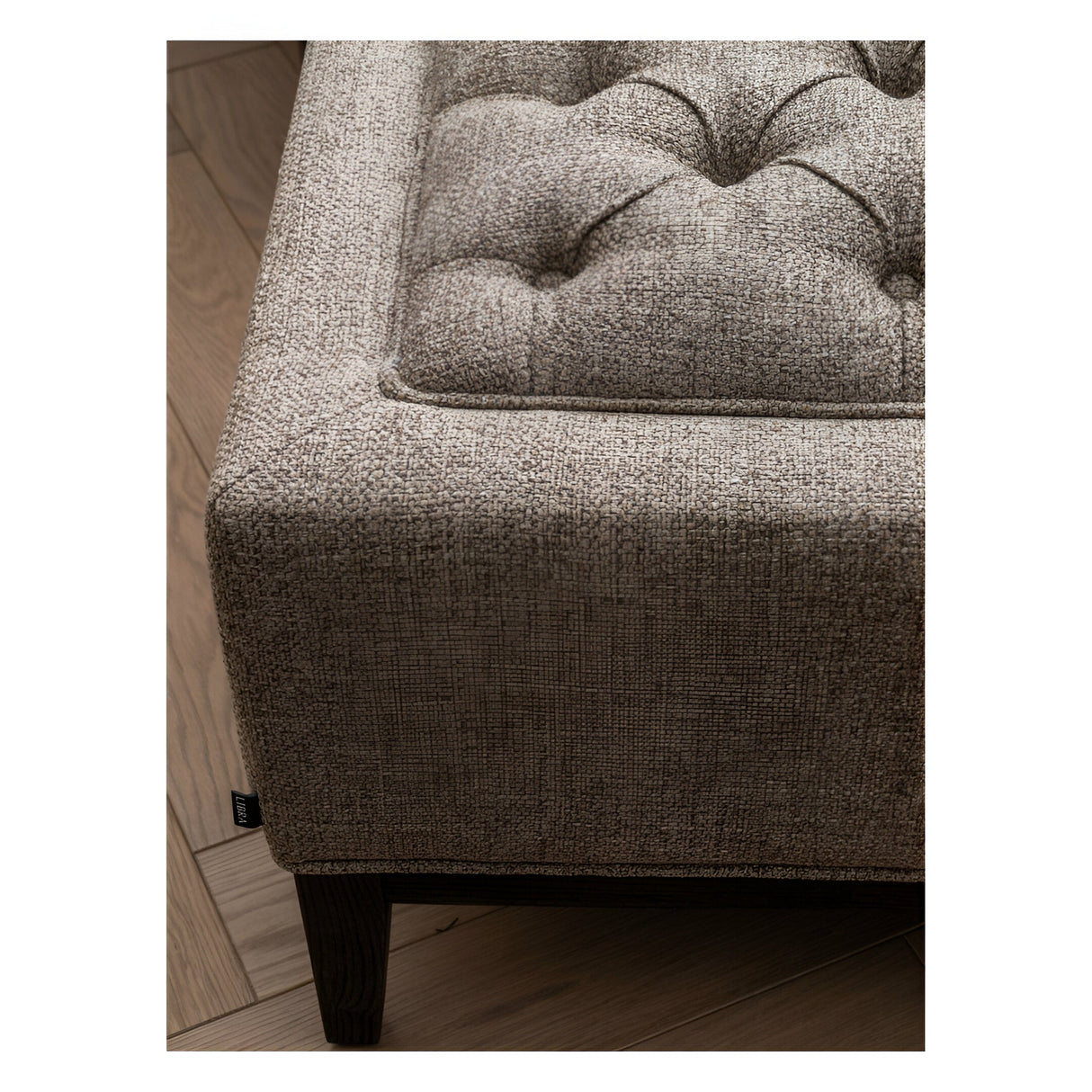 Theodore Buttoned Stool - Dark Taupe