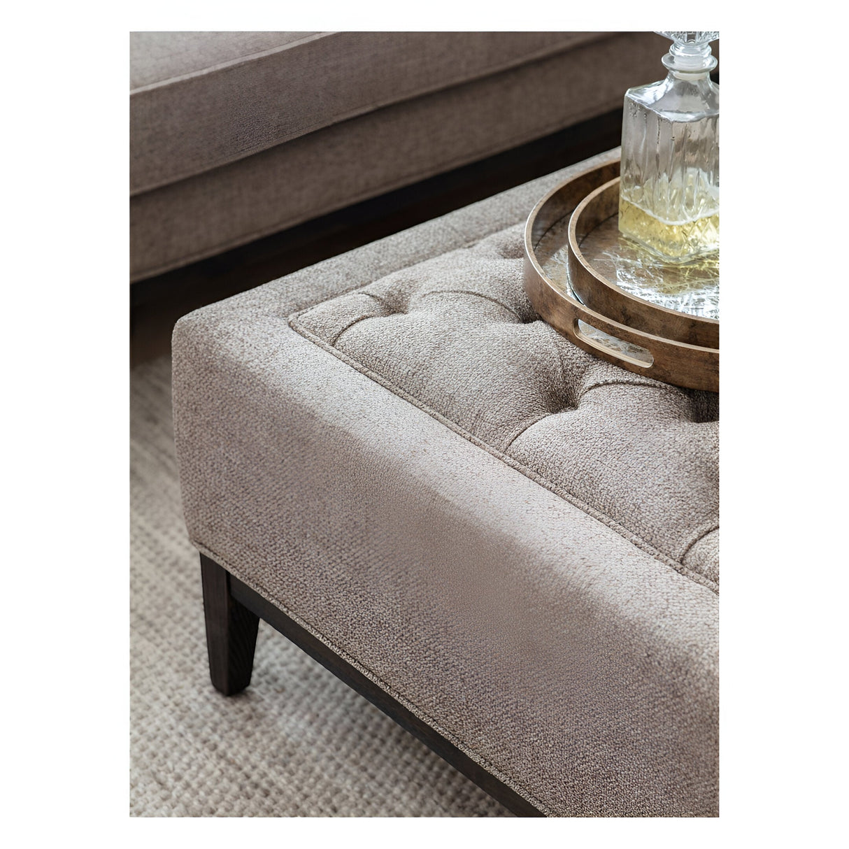 Theodore Buttoned XL Ottoman - Dark Taupe