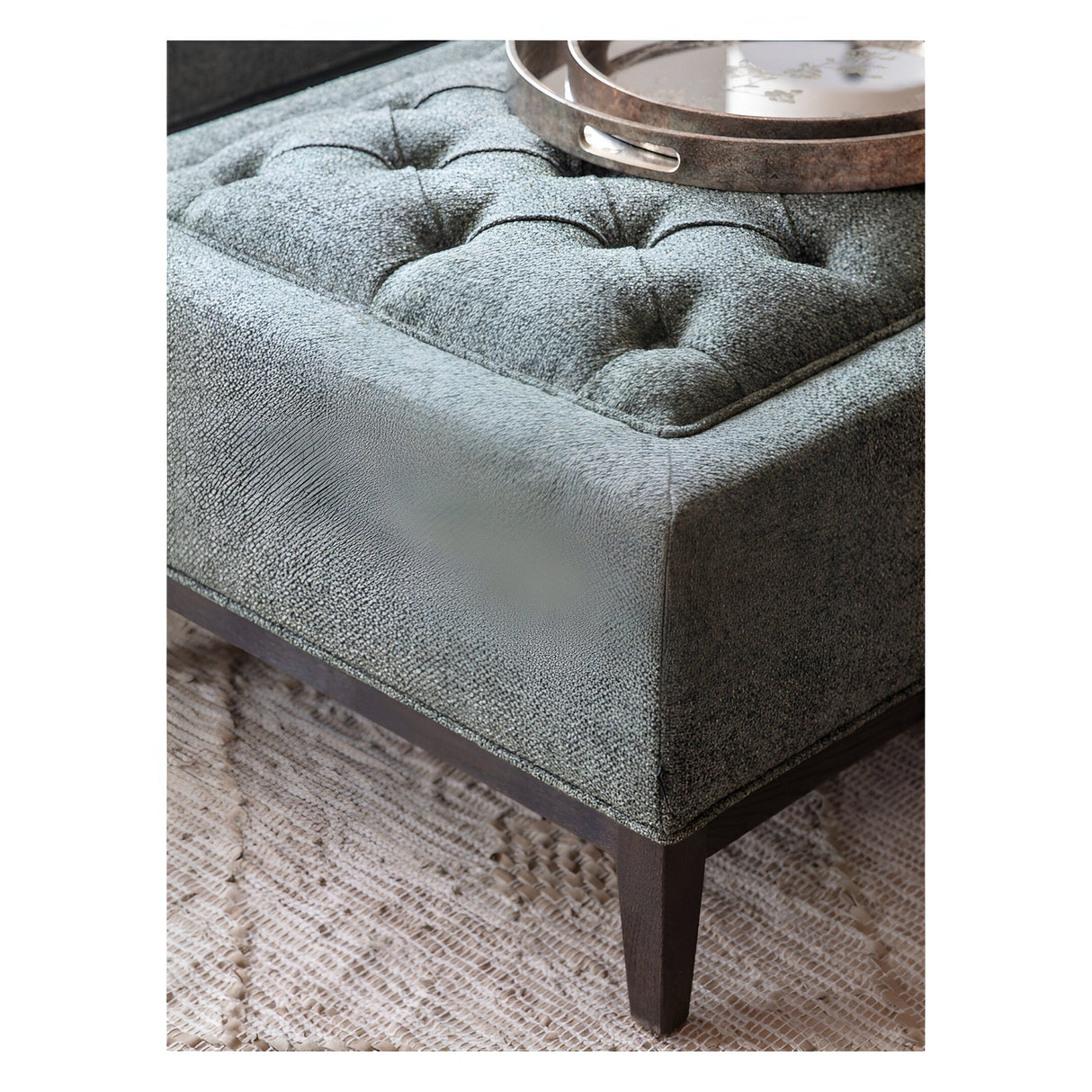 Theodore Buttoned XL Ottoman - Forest Green