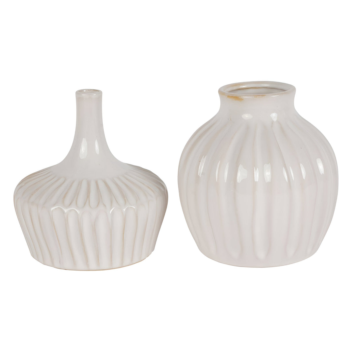 Laura Ashley Set of 2 White Stoneware Vases - White
