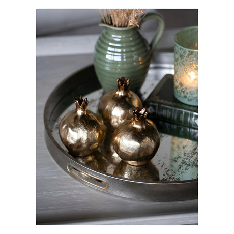 Laura Ashley Set of 3 Gold Pomegranate Decorations - 11cm