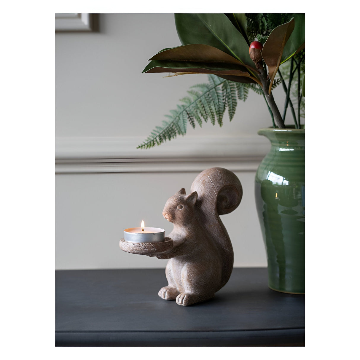 Laura Ashley Resin Squirrel Candleholder - Natural