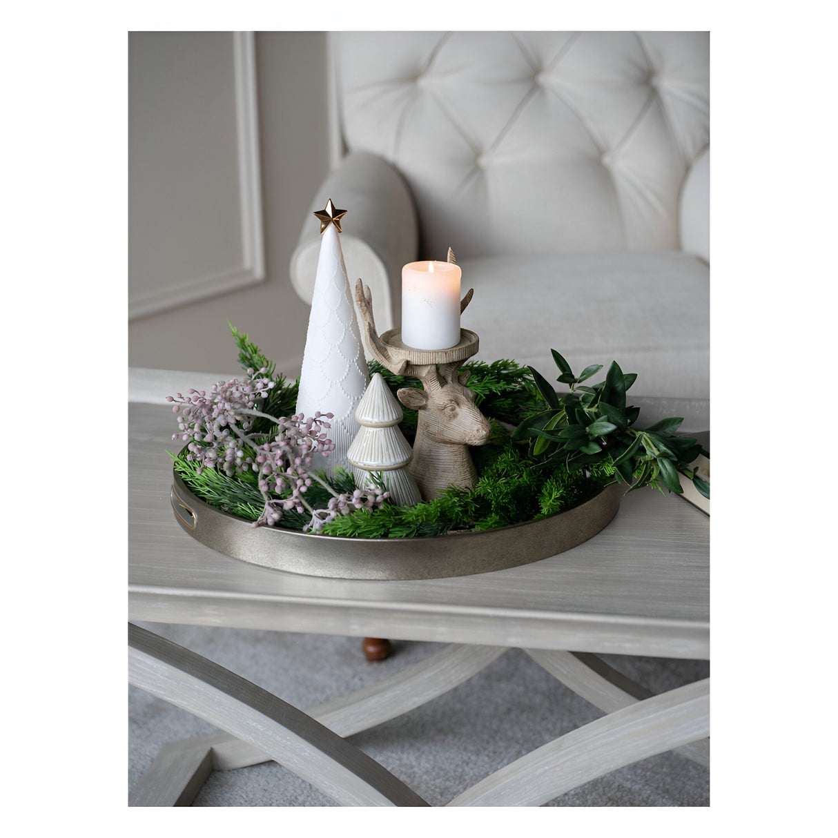 Laura Ashley Resin Deer Candleholder - Natural