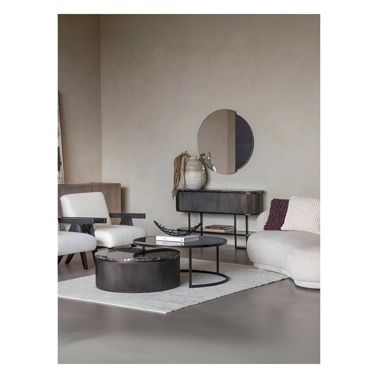 Belvedere Black Wall Mirror - 90cm