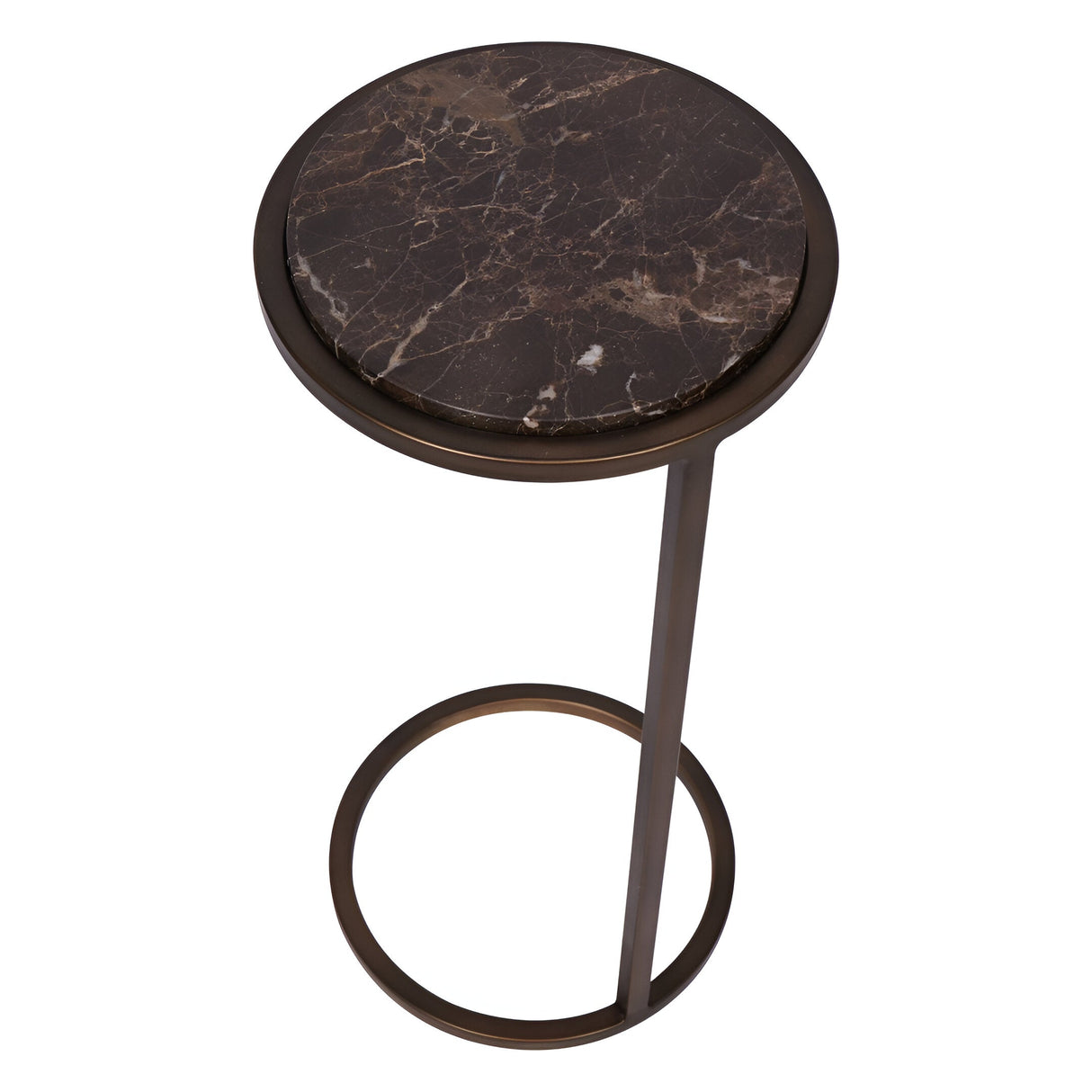 Iota Emperador Marble Accent Table - Brown & Black