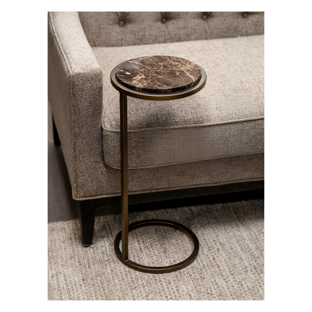 Iota Emperador Marble Accent Table - Brown & Black
