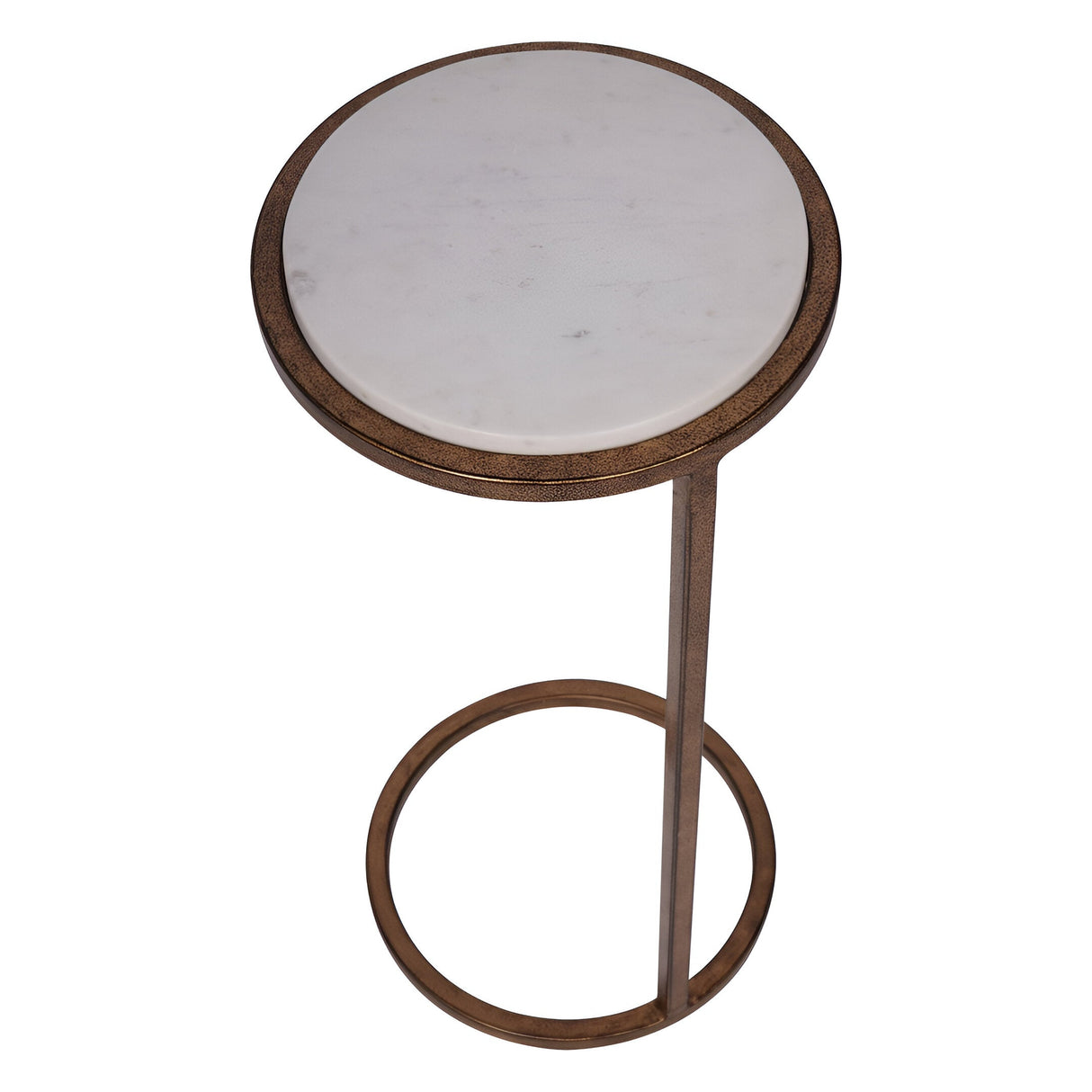Iota Banswara Marble Accent Table - White & Gold
