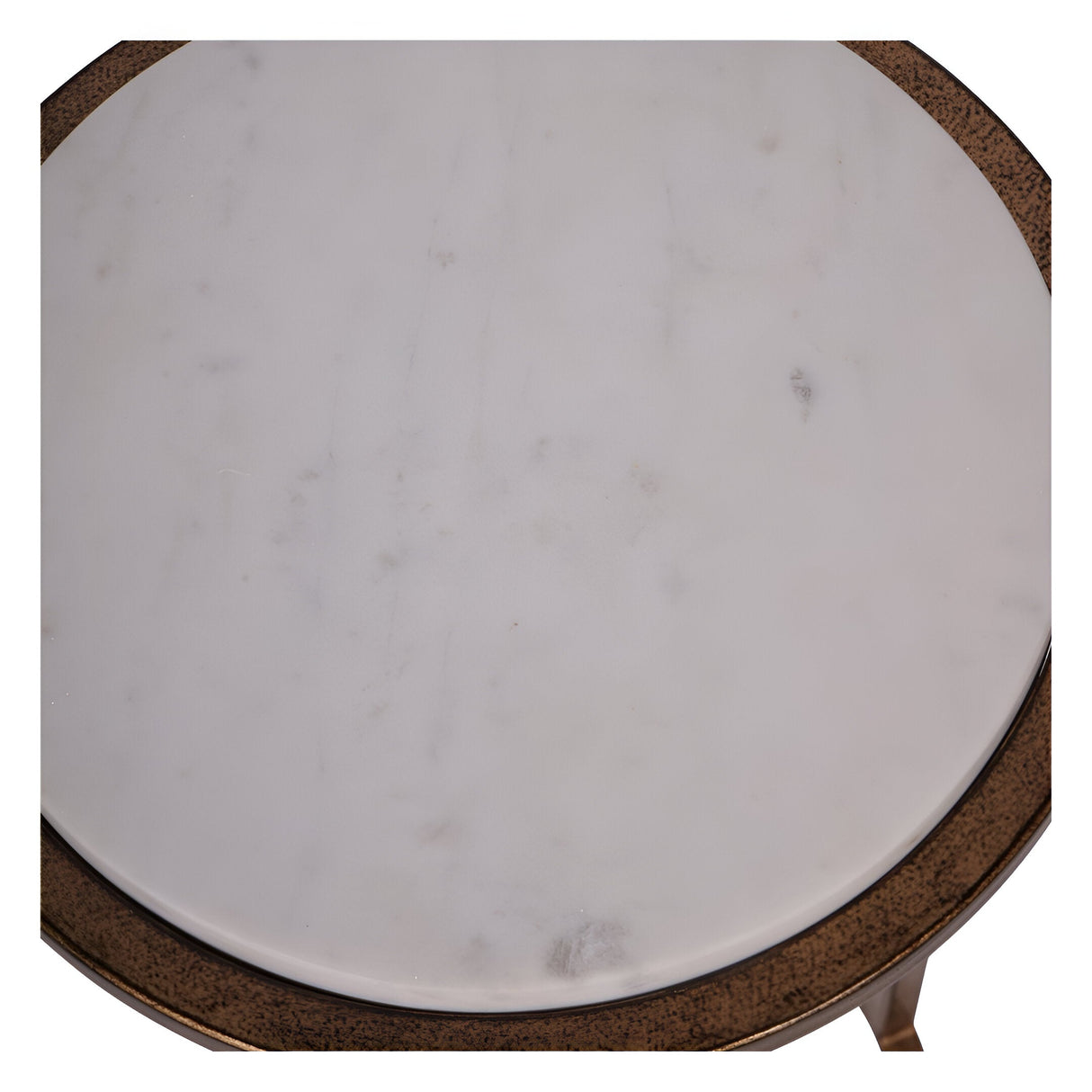 Iota Banswara Marble Accent Table - White & Gold