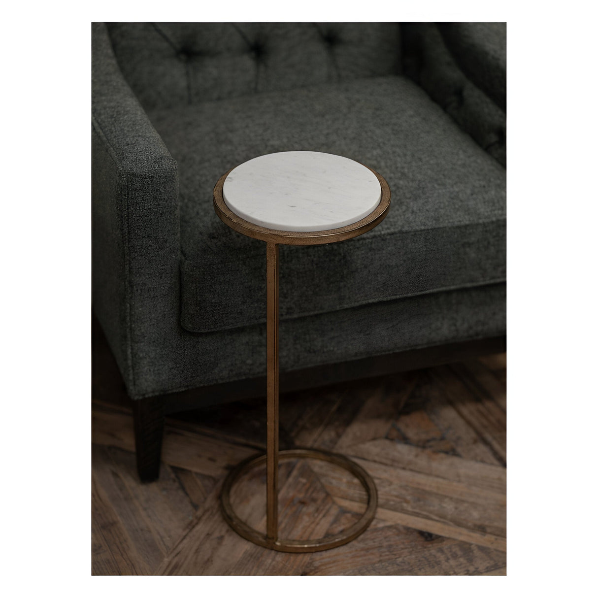 Iota Banswara Marble Accent Table - White & Gold