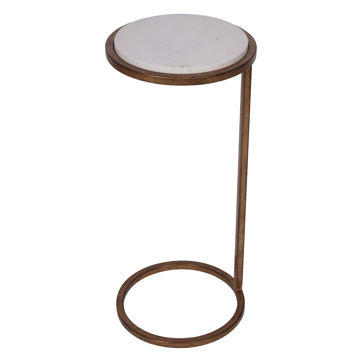 Iota Banswara Marble Accent Table - White & Gold