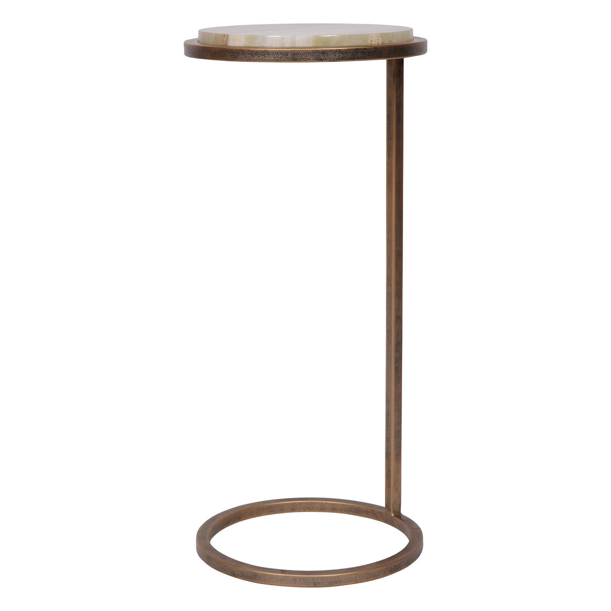 Iota Onyx Stone Accent Table - Green & Brass