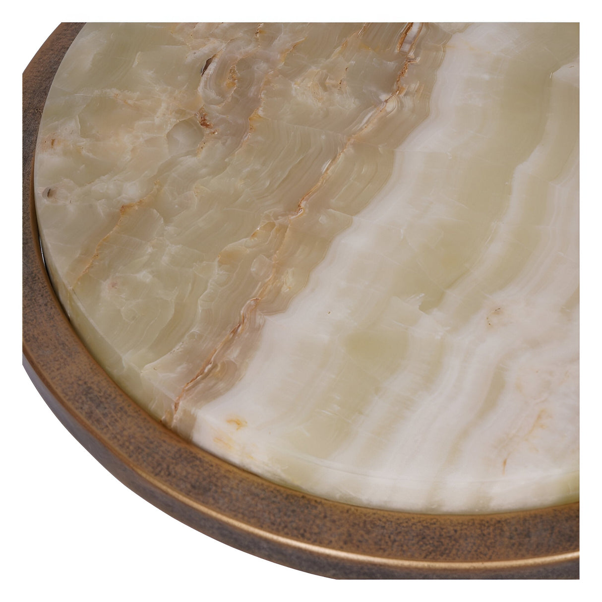 Iota Onyx Stone Accent Table - Green & Brass