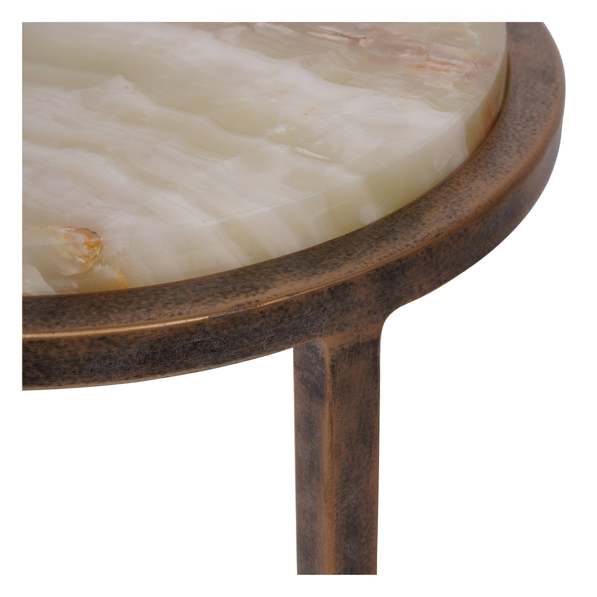 Iota Onyx Stone Accent Table - Green & Brass