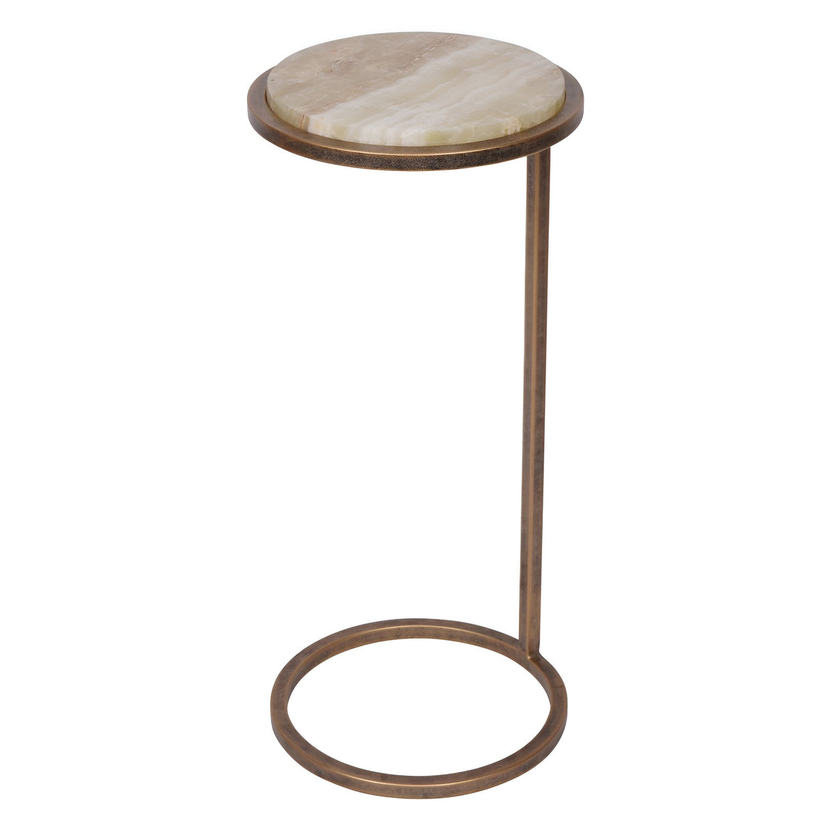 Iota Onyx Stone Accent Table - Green & Brass