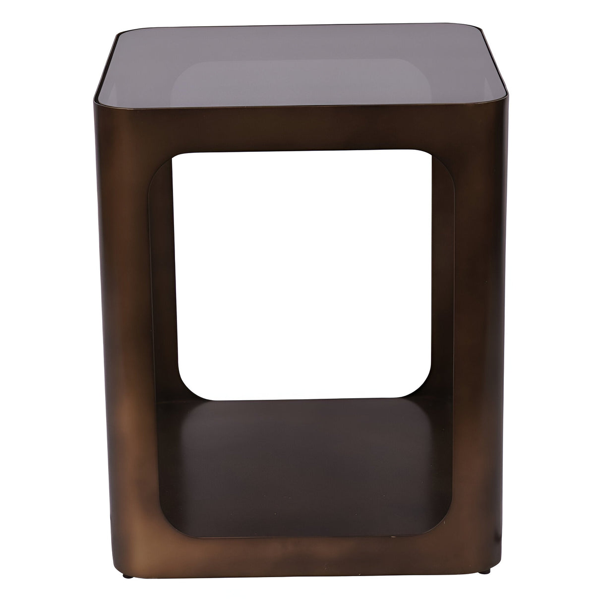 Thorpe Square Metal & Glass Side Table - Gold