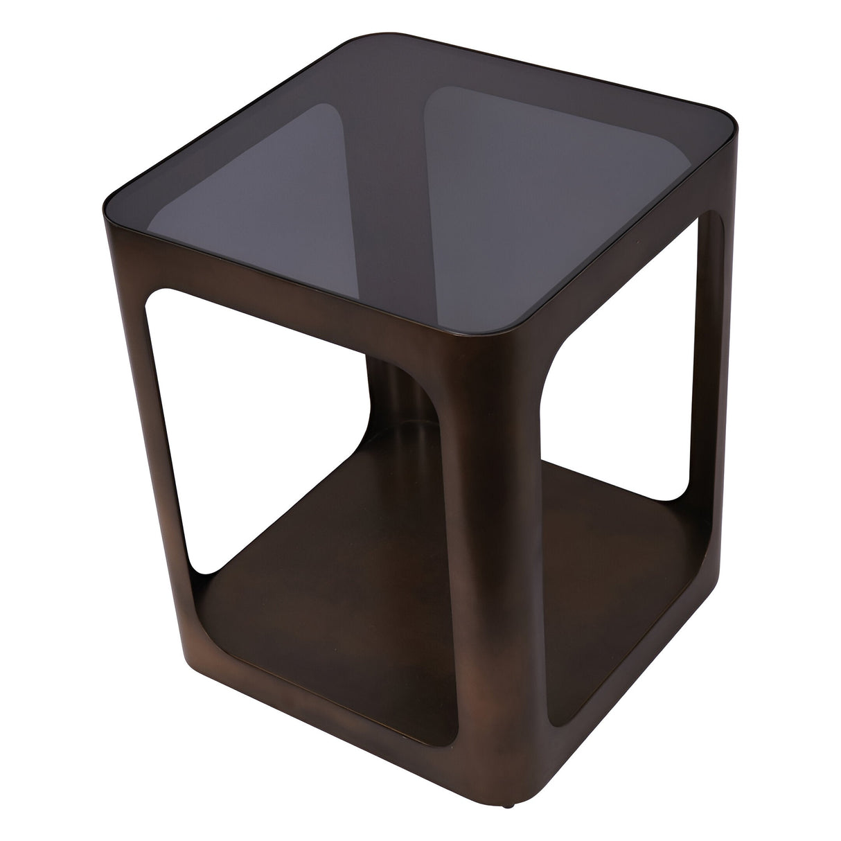 Thorpe Square Metal & Glass Side Table - Gold